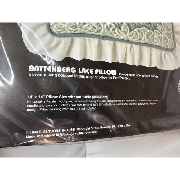 Vintage Dimensions 90s #2380 Lace Pillow Floral Flower Needlepoint Kit 14x14 - Picture 3 of 5